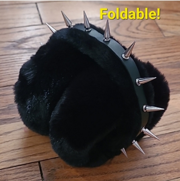 Spiked Plush Earmuffs Foldable - Picture 3 of 6